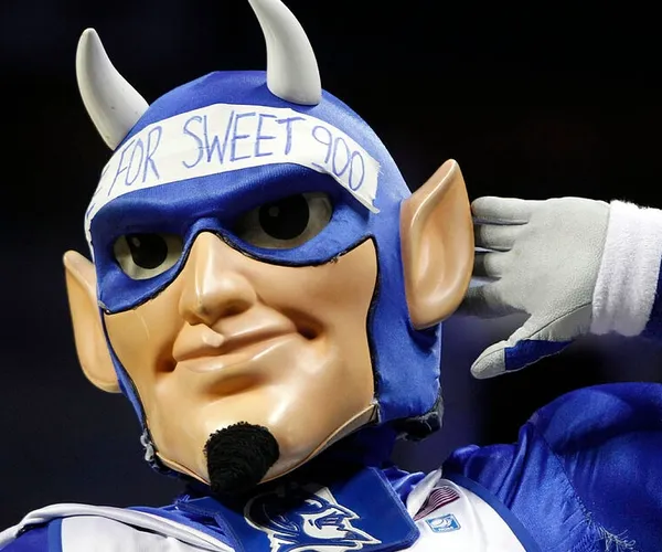 Duke's Blue Devil Found Sitting Alone in an Empty Arena Corridor, Refusing to Accept That the Game Is Over