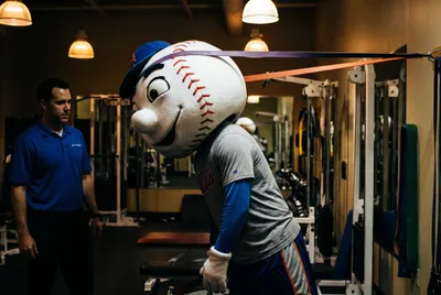 Mr. Met's New Baseball Head is Sore, Strained, Inflamed, Tight, and Stiff