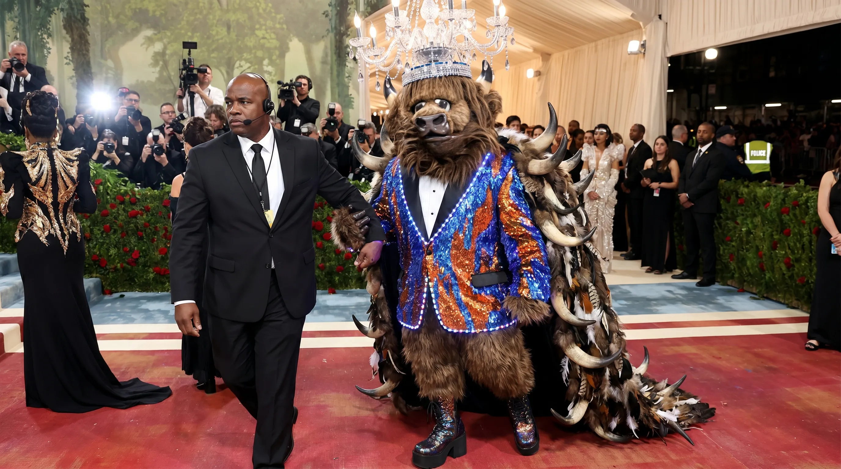 Rumble the Bison at the steps of the Met Gala